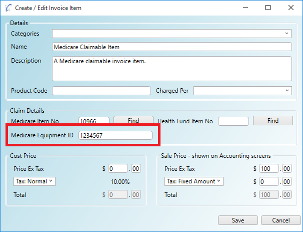 A valid MBS item number for the invoice item