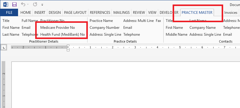 Printing your provider numbers in to your Word templates