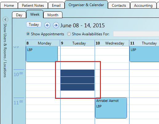Create a new patient booking from the calendar