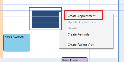 You can select an area on the calendar for the start and end dates then right click to create a new appointment