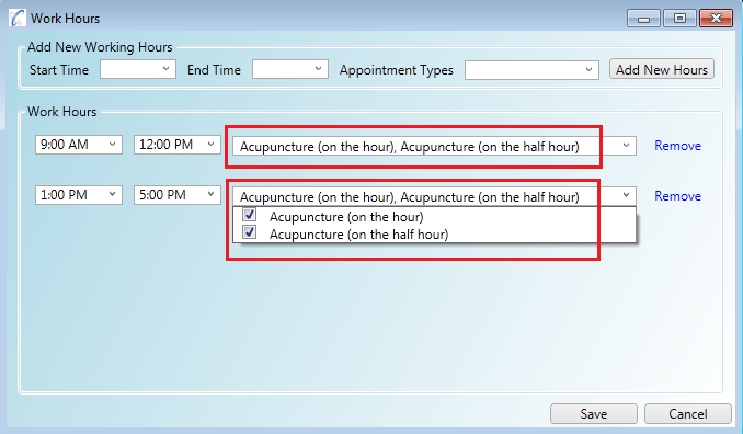 Applying multiple appointment types to your work hours